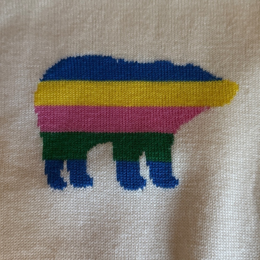 Perfect Moment Girls ”Snow White Rainbow”Bear Intarsia Merino Wool Sweater. - Picture 5 of 8
